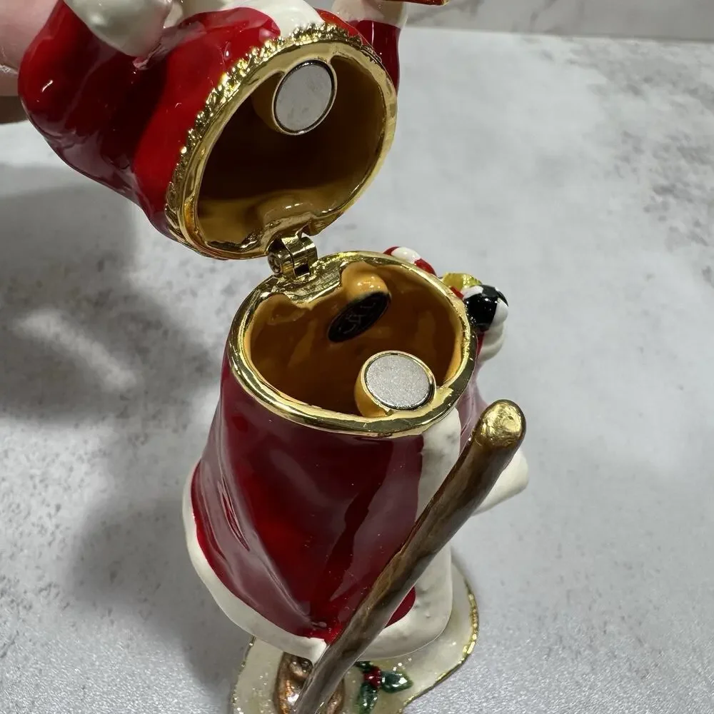 Bejeweled Enameled Santa Claus Trinket Box Ciel Collectables